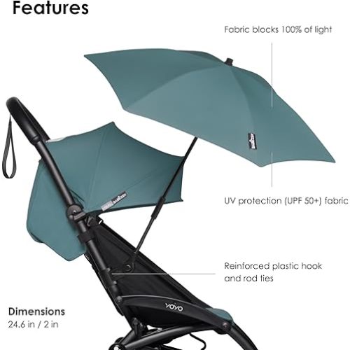 Babyzen YOYO Parasol, Aqua - UPF 50+ Protection - Compatible with the 0+ Newborn Pack, Bassinet, Car Seat & 6+ Color Pack