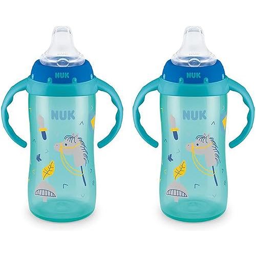 NUK Learner Cup, 10 oz, 2 Pack, 8+ Months﻿ – BPA Free, Spill Proof Sippy Cup