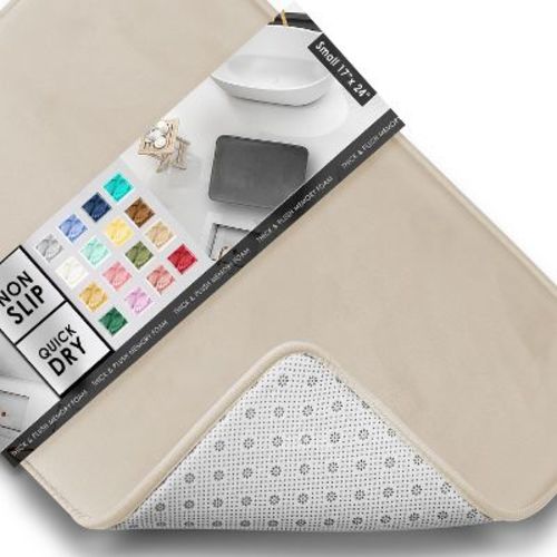 Hearth & Harbor Bathroom Rugs, Ultra Soft Velvet Memory Foam Bath Mats with PVC Backing