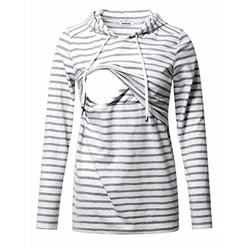 GINKANA Women's Nursing Hoodie Sweatshirt Long Sleeves Breastfeeding Maternity Tops Casual Clothes