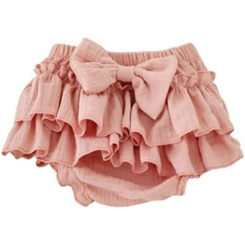 Baby Girls Bloomer Skirt Shorts Bowknot Cotton Gauze Ruffle Diaper Cover Shorts Briefs Cute Bloomers Underpants