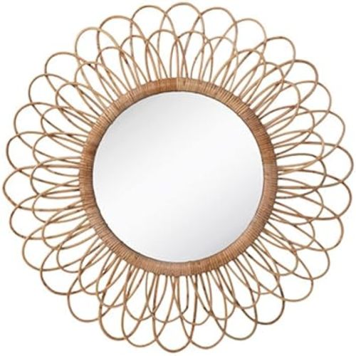 Hobby Lobby Home Decor Flower Rattan Brown Wall Round Mirror