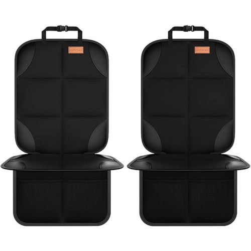 Smart eLf Car Seat Protector, 2Pack car seat Protector for Baby carseat with Thickest Padding, Non Slip Backing Mesh Pockets for Baby, Pet