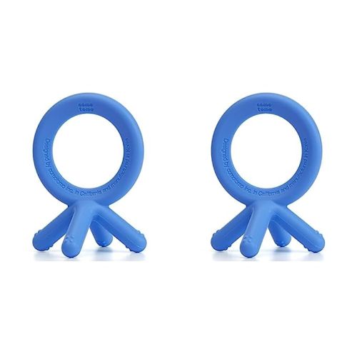 Comotomo Silicone Baby Teether, Blue, 1.75x1.75x3 Inch (Pack of 2)