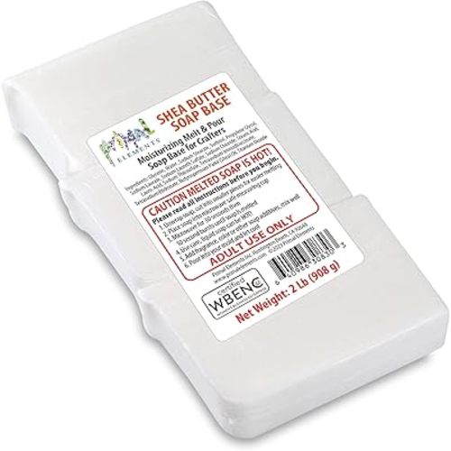 Primal Elements Shea Butter - Moisturizing Melt and Pour Glycerin Soap Base for Crafting and Soap Making, Vegan, Cruelty Free, Easy to Cut - 2 Pound
