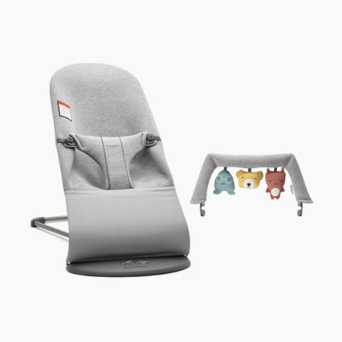 Babybjörn Bouncer Bliss and Toy Bar Bundle - Light Gray/Soft Toy Bar