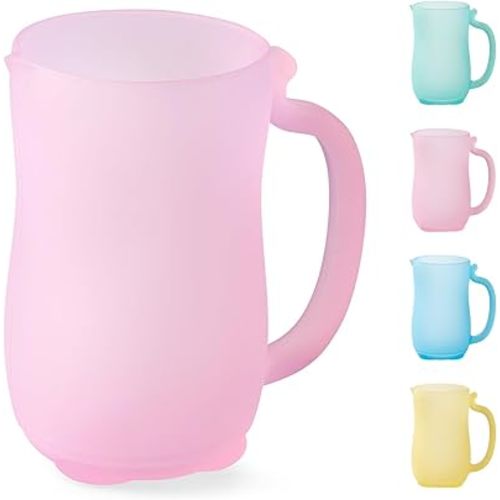 Baby Bath Rinse Cup - Food Grade Silicone Shampoo & Body Washing Rinser Cup For Kids with Easy Grip Handle to Rinse Baby Shampoo and Soap - Baby Essentials (Pink)