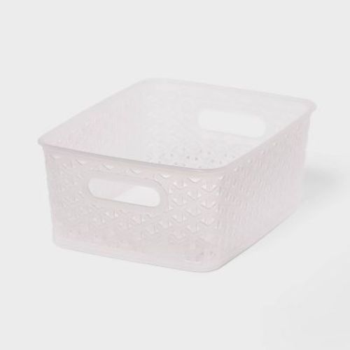 Y-weave Small Decorative Storage Basket Translucent - Brightroom™: Portable, Stackable Plastic Bin, Clear Rectangle