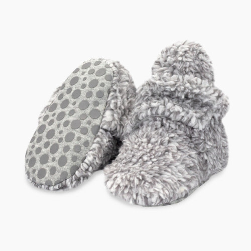 Zutano Furry Gripper Bootie - Gray Heather Furry, 12 M