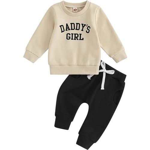 Amazon.com: Socutebabe 2Pcs Set Infant Baby Girl Fall Clothes Daddys Girl Long Sleeve Crewneck Sweatshirt+Joggers Pants Winter Outfit Set: Clothing, Shoes & Jewelry
