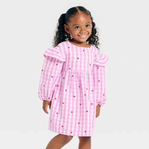 Toddler Girls' Long Sleeve Ruffle Dress - Cat & Jack™ Pink