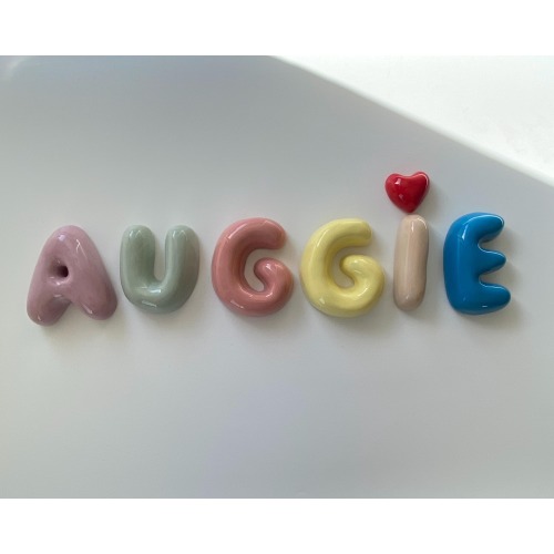 Ceramic Bubble Letters-Personalized Ceramic Letter: Colorful Handmade Alphabet, Wall Decor