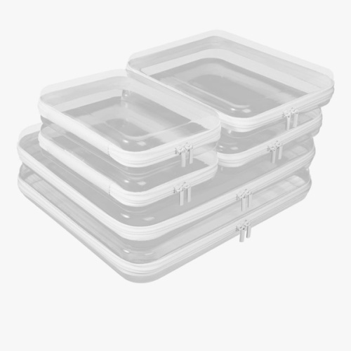 Fantasyon 6 Pack Clear Hard Shell Zipper Case, Travel Makeup & Toiletry Organizer, Hard Plastic Cosmetic Bag for Storage, Transparent Zippered Pouches (14", 10", 8")