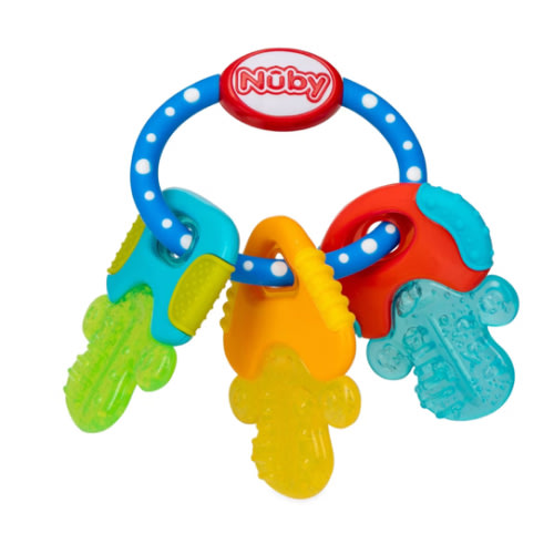 Nuby Ice Gel Teether Keys - Silicone Soothing Baby Teether Toys for Infants - Gentle for Sore Gums Colorful and Fun Toys - Safe and Durable Infant Baby Teething Toy - Blue