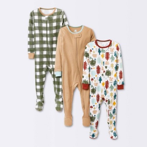 Baby 3pk Outdoor Explorer Tight Fit Zip-up Sleep N' Play - Cloud Island™ Beige