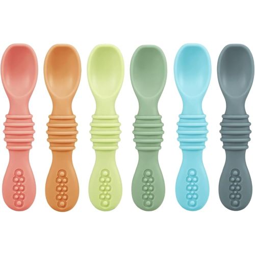 Amazon.com: PandaEar 6 Pack Silicone Baby Spoons - Self Feeding Utensils 6-12 Months - Infant Spoons First Stage - Baby Feeding Essentials : Baby