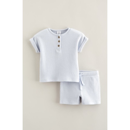 Waffle Knit Henley & Shorts Set, 6M