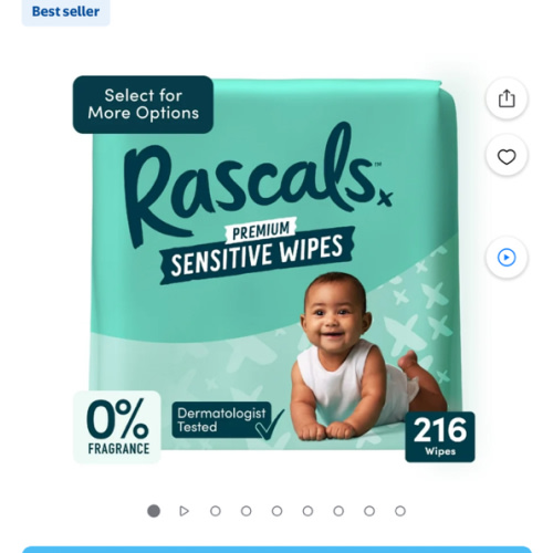 Rascals Premium Sensitive Alcohol Free Baby Wipes, 216 Count (Select for More Options) - Walmart.com