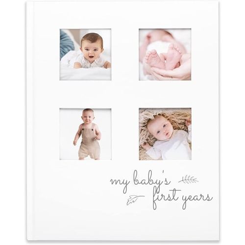 Baby Memory Book for Girls, Boys - 66 Pages Hardcover First 5 Years Newborn Journal, Milestone Baby Book Keepsake for New Parents, Minimalist Gifts, Milestone Photo Album,Gender Neutral(Alpine White)