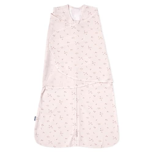 HALO 100% Cotton Sleepsack Swaddle, 3-Way Adjustable Wearable Blanket, TOG 1.5, Pink Floral, Newborn, 0-3 Months