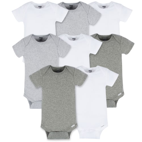 Onesies Brand Baby Boy or Girl Gender Neutral Short Sleeve Onesies Bodysuits, 8-Pack, Sizes Newborn-12M
