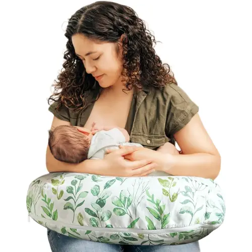 Boppy Nursing Pillow - Firm, Ergonomic U-Shaped Bottle and Breastfeeding Pillow with High Lift for Comfort and Support, Spacious Surface - Green Sage Leaf