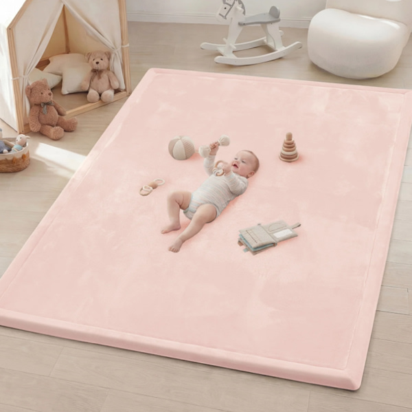 Plush Flannel Wide-edge Baby Play Mat 1.5" Thick – Non-Slip, Splash Resistant