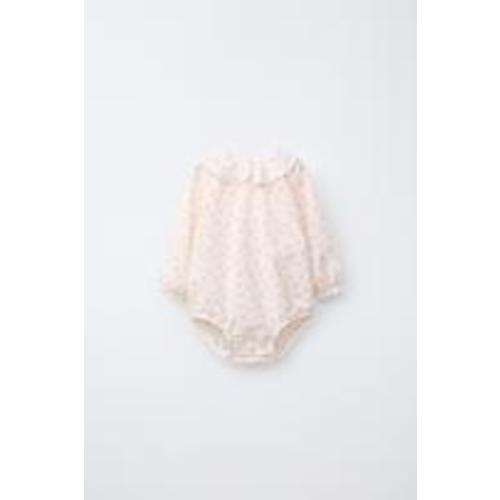 FLORAL PRINT DOTTED MESH BODYSUIT - Pastel pink | ZARA United States