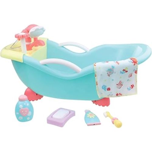 JC Toys - for Keeps Playtime! | Baby Doll Real Working Bath Set | Fits Dolls up to 16" | Shower and Faucet Really Work | Play Accessories | Ages 2+