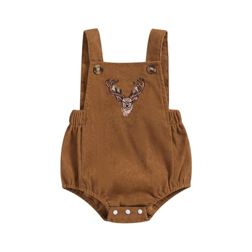 Pudcoco Infant Baby Boys Girls Overalls Sleeveless Mallard Duck Embroidery Corduroy Rompers Newborn Summer Outfit