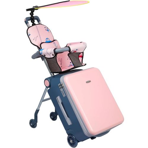 LemoHome Expandable Luggage with Spinner Wheels,Large Suitcases with Child Seat Design,Hard Luggage for Women and Men,20 inch Hardside Carry on Luggage for Travel (Pink)
