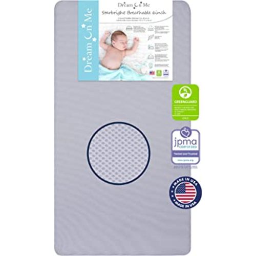 Starbright Breathable Fiber Crib and Toddler Mattress, Greenguard Gold Certified, Periwinkle