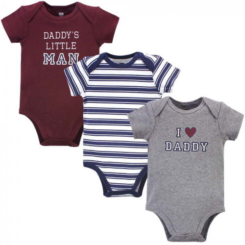 Hudson Baby Infant Boy Cotton Bodysuits 3pk, Boy Daddy, 0-3 Months