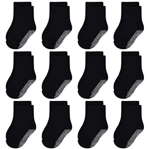 GRPSKCOS Baby Socks Non Slip 12 Pairs Toddler Anti Skid Socks for 0-7 Years Infants Little Kids Boys Girls