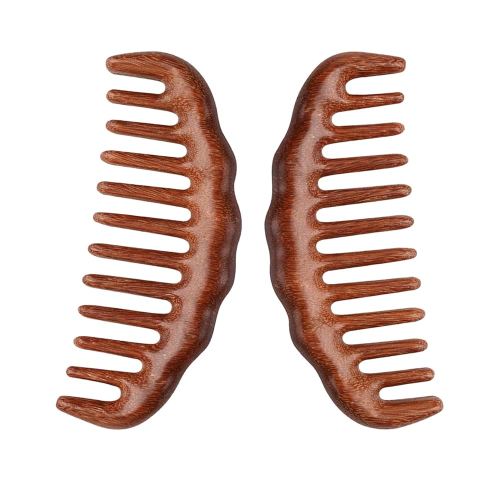 Wooden Hair Comb Set, birthing comb,Wide Tooth and Fine Tooth Detangling Combs, Brown, 2 Pack (One SizeA2)