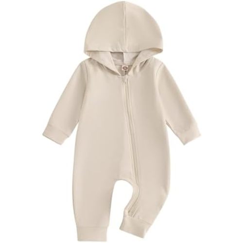 Newborn Baby Boy Girl Fall Romper Long Sleeve Dinosaur Zipper Hooded Bodysuit Infant Winter Jumpsuit Clothes