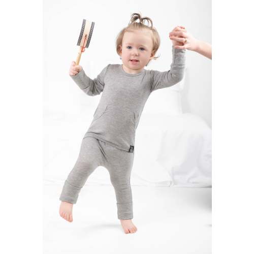 Front Opening Ready Set Romper® in Ribbed Heathered Grey