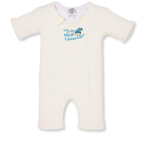 Baby Merlin's Magic Sleepsuit - Cotton Baby Swaddle Transition Product - Soft and Breathable Design, Double Zipper for Easy Diaper Changes, Promotes Safe Sleep - Cream - Small 12-18lbs