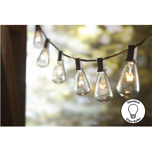 allen + roth 13-Feet Plug-in Brown Outdoor String Light with 10 White -Light Incandescent Edison Bulbs