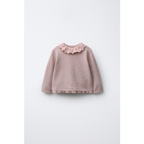 LACE KNIT SWEATER - Light pink | ZARA United States