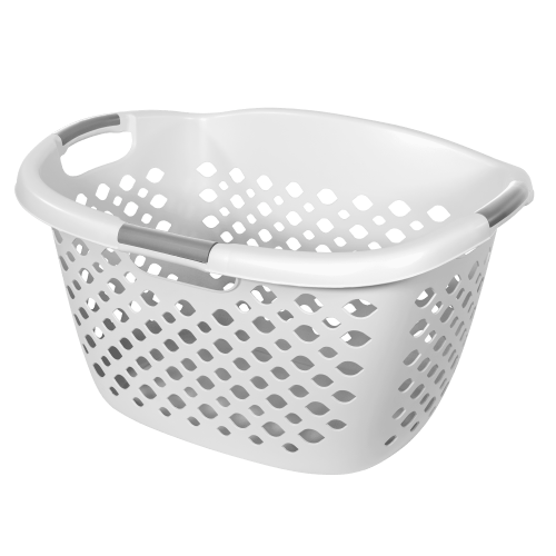 Home Logic 1.8 Bushel Hip Grip Plastic Laundry Basket, White, Adult / Tween