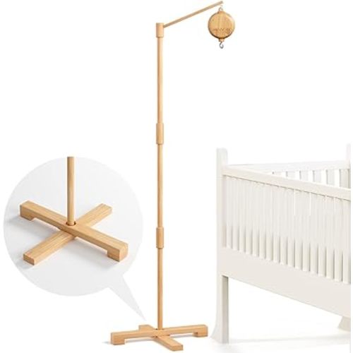 FEISIKE Baby Crib Mobile Arm with Music Box Spin Motor, 57.4 Inch Mobile Arm for Crib Wooden Nursery Decor Hanger Holder for DIY Mobile