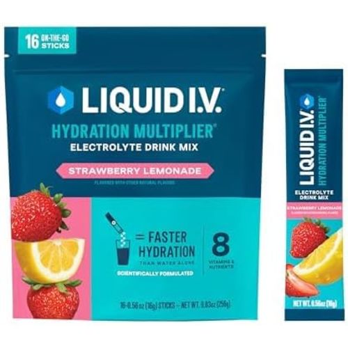 Liquid I.V.® Hydration Multiplier - Strawberry Lemonade | Electrolyte Powder Drink Mix | 1 Pack (16 Servings)