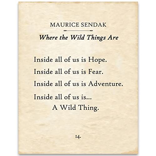 Maurice Sendak - Where the Wild Things Are - 11x14 Unframed Typography Book Page Print - Makes a Great Inspirational Home Decor and Gift Under $15