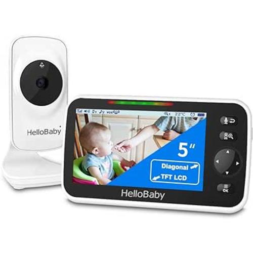 Amazon.com: HelloBaby Video Baby Monitor with Camera and Audio, 5" Color LCD Screen, Monitor Camera, Infrared Night Vision, Temperature Display, Lullaby, Two Way Audio and VOX Mode : Baby