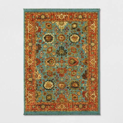 5'x7' Persian Style With Fringe Border Woven Area Rug Teal/orange - Threshold™