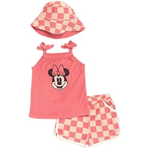 Disney Minnie Mouse Little Mermaid Girls Tank Top Dolphin Active Shorts and Hat 3 Piece Newborn to Infant