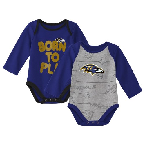 Baltimore Ravens Newborn & Infant Born To Win Two-Pack Long Sleeve Bodysuit Set - Purple/Heathered Gray
