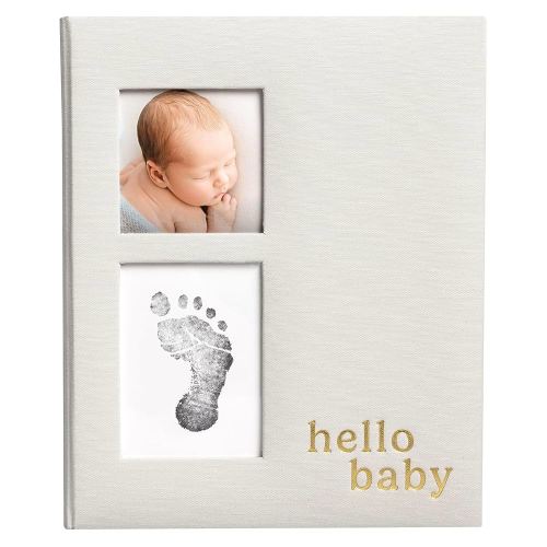 Pearhead Linen Memory Book for Baby Boy or Girl, First 5 Year Baby Book, Monthly Milsetone Scrapbook and Photo Album, My Baby Book