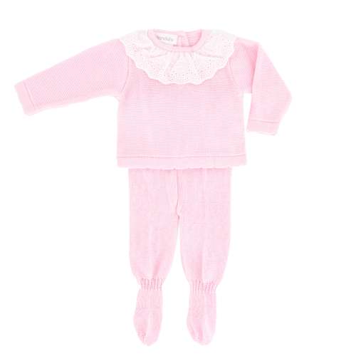 Knit Baby Girl Sweater &amp; Stockings Set - Pink